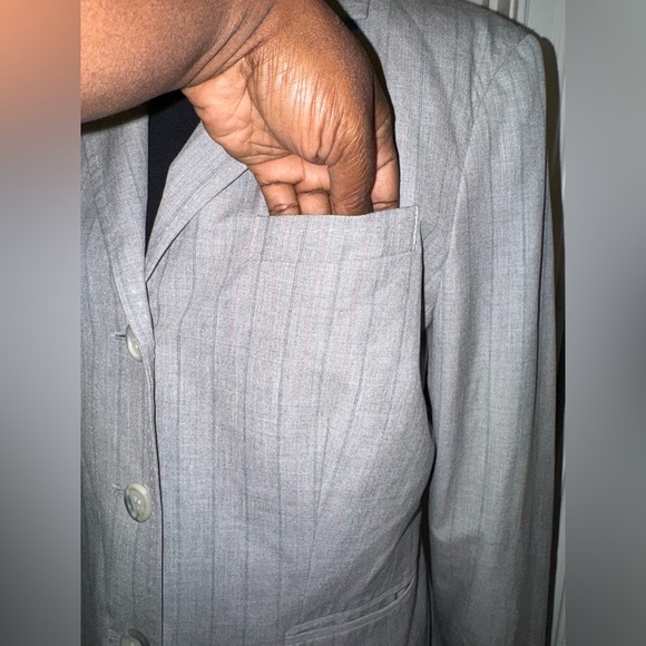 The Limited Light Gray/Pink Pinstripe Blazer - Picture 12 of 15